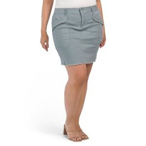 Democracy Utility Skirt Women's Size 18W Plus Ab Solution Gray Frayed Hem